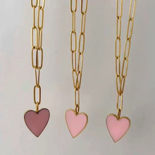 Load image into Gallery viewer, PINK HEART PAPERCLIP NECKLACE - Katie Rae Collection
