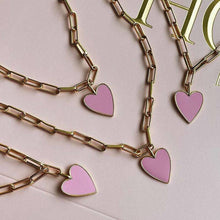 Load image into Gallery viewer, PINK HEART PAPERCLIP NECKLACE
