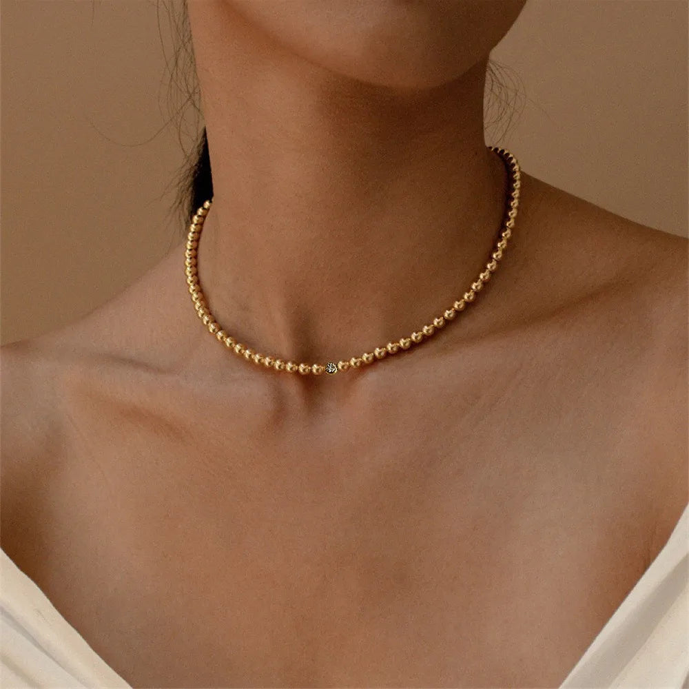 DIAMOND BEAD CHOKER | Layered Necklaces | Gold Necklace