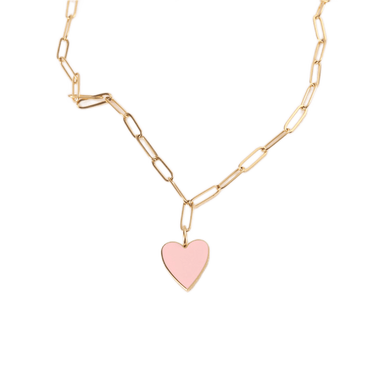 PINK HEART PAPERCLIP NECKLACE - Katie Rae Collection